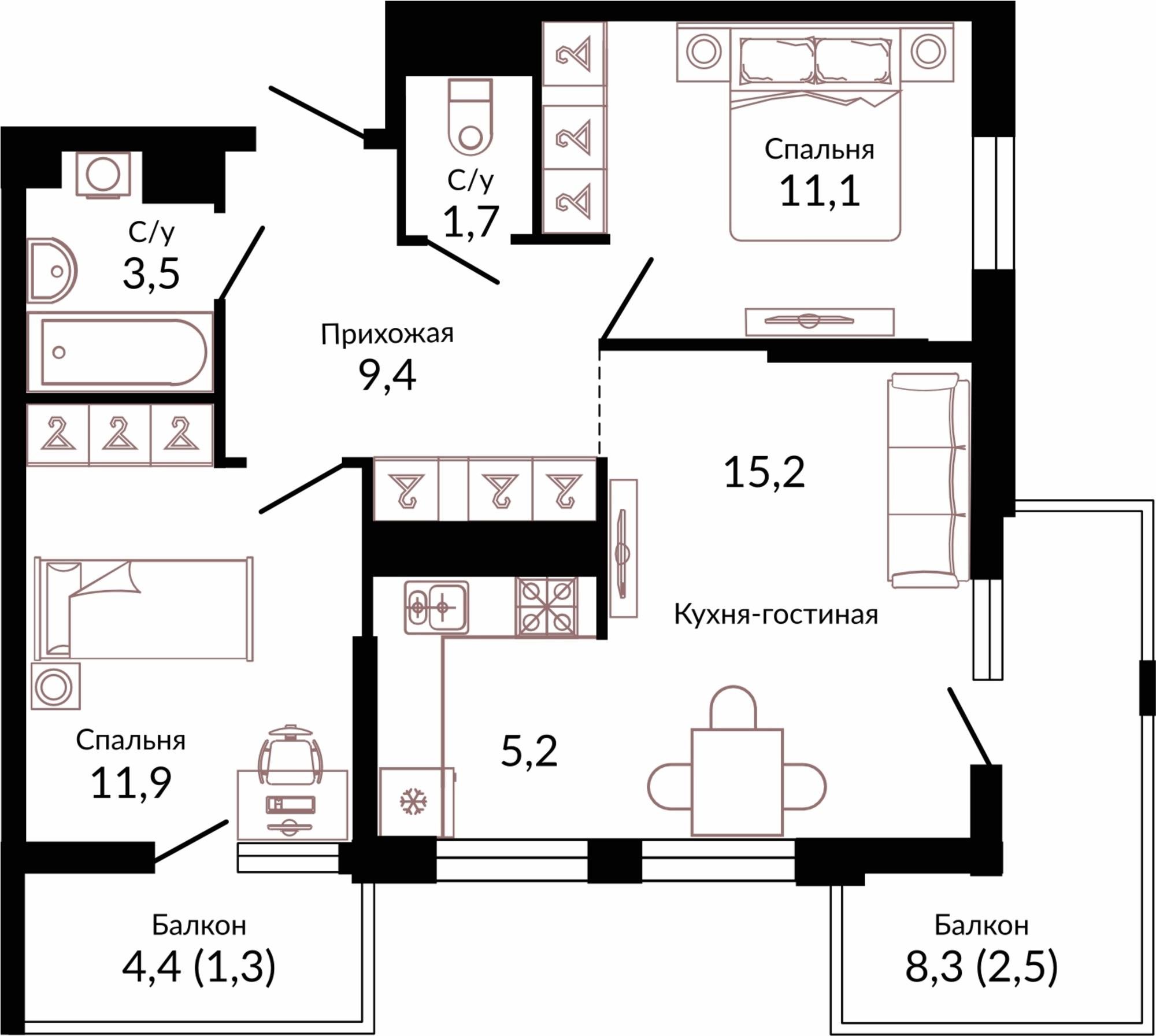 Купить квартиру за 9 311 450 рублей на Россия, Краснодар, шоссе Ближний Западный Обход, 2к3