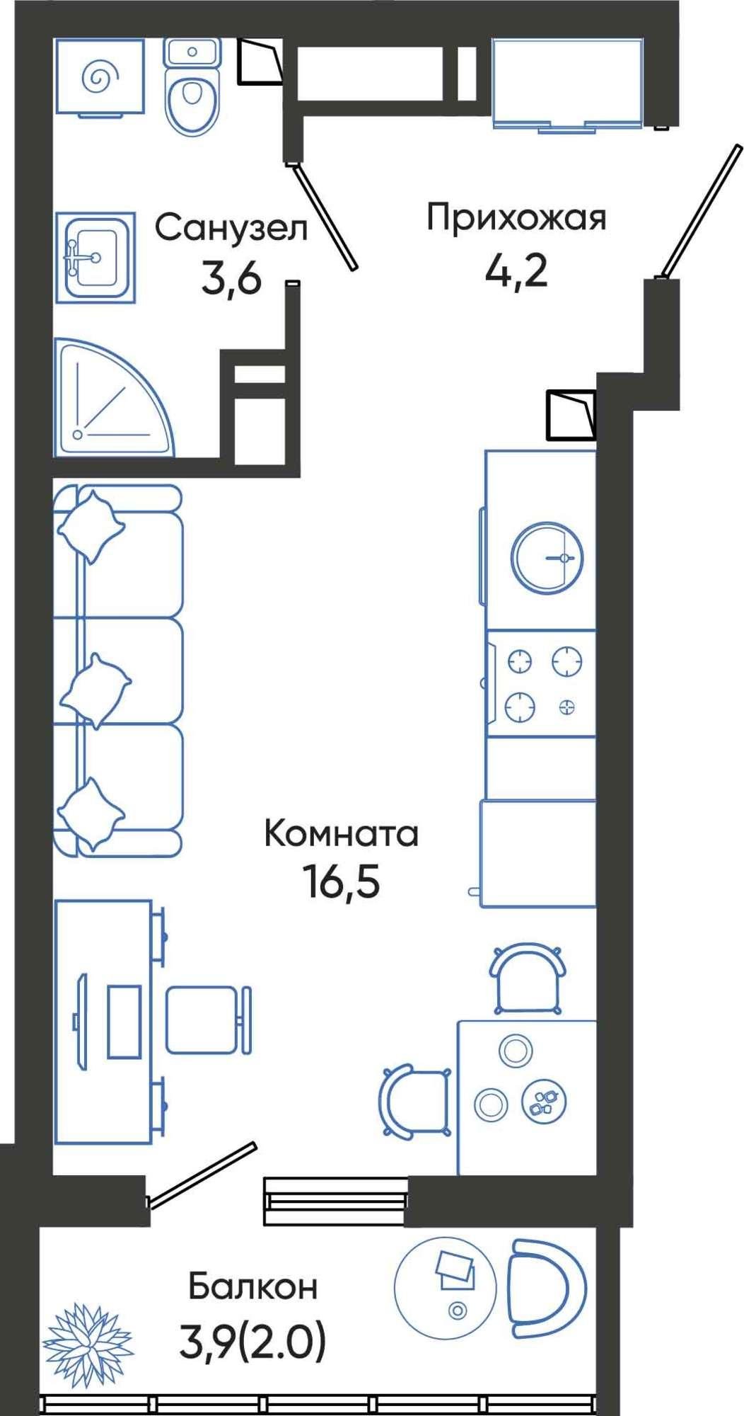 Купить студию за 6 561 850 рублей на Россия, Краснодарский край, Новороссийск, улица Куникова, 55к1