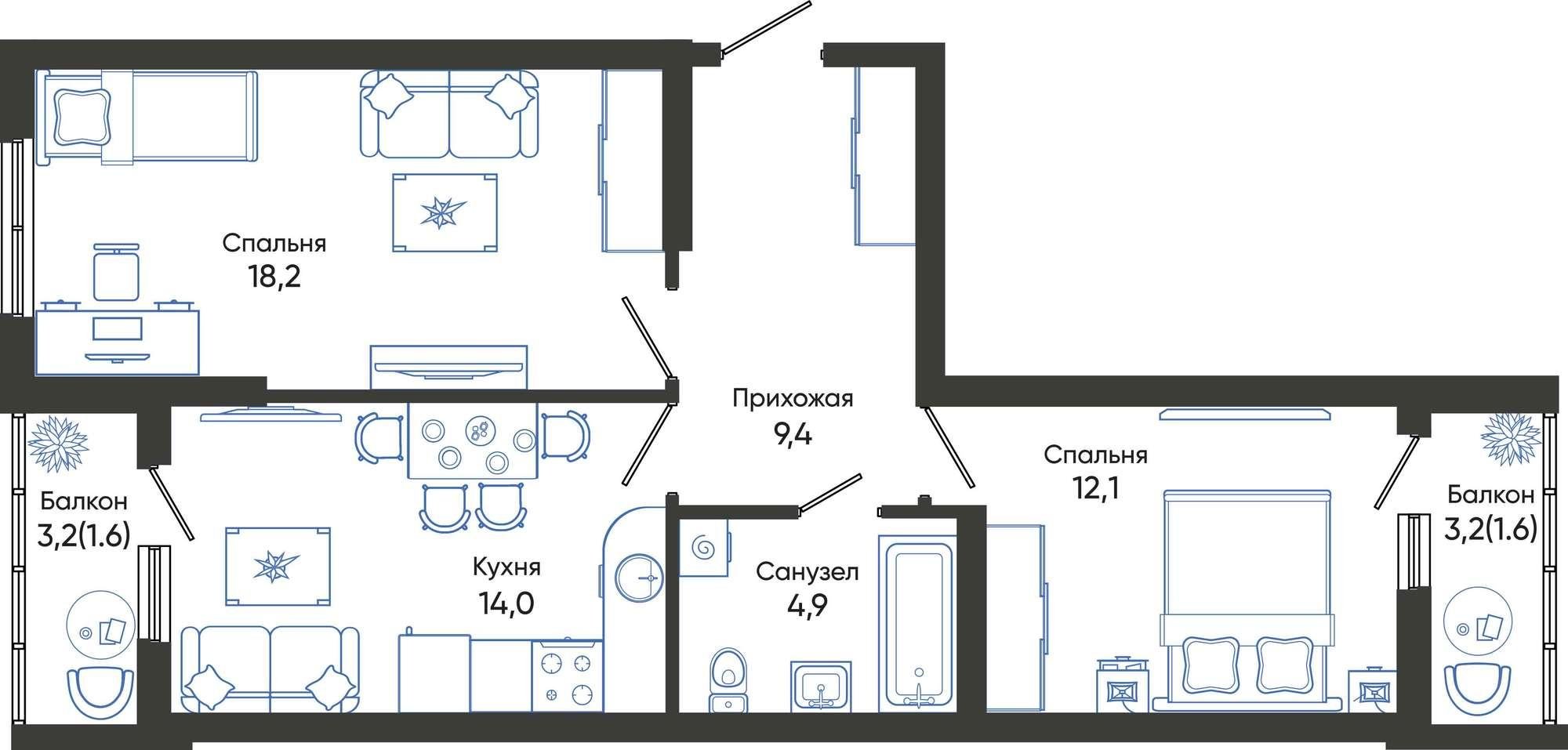 Купить квартиру за 9 062 350 рублей на Россия, Краснодарский край, Новороссийск, улица Куникова, 55к1