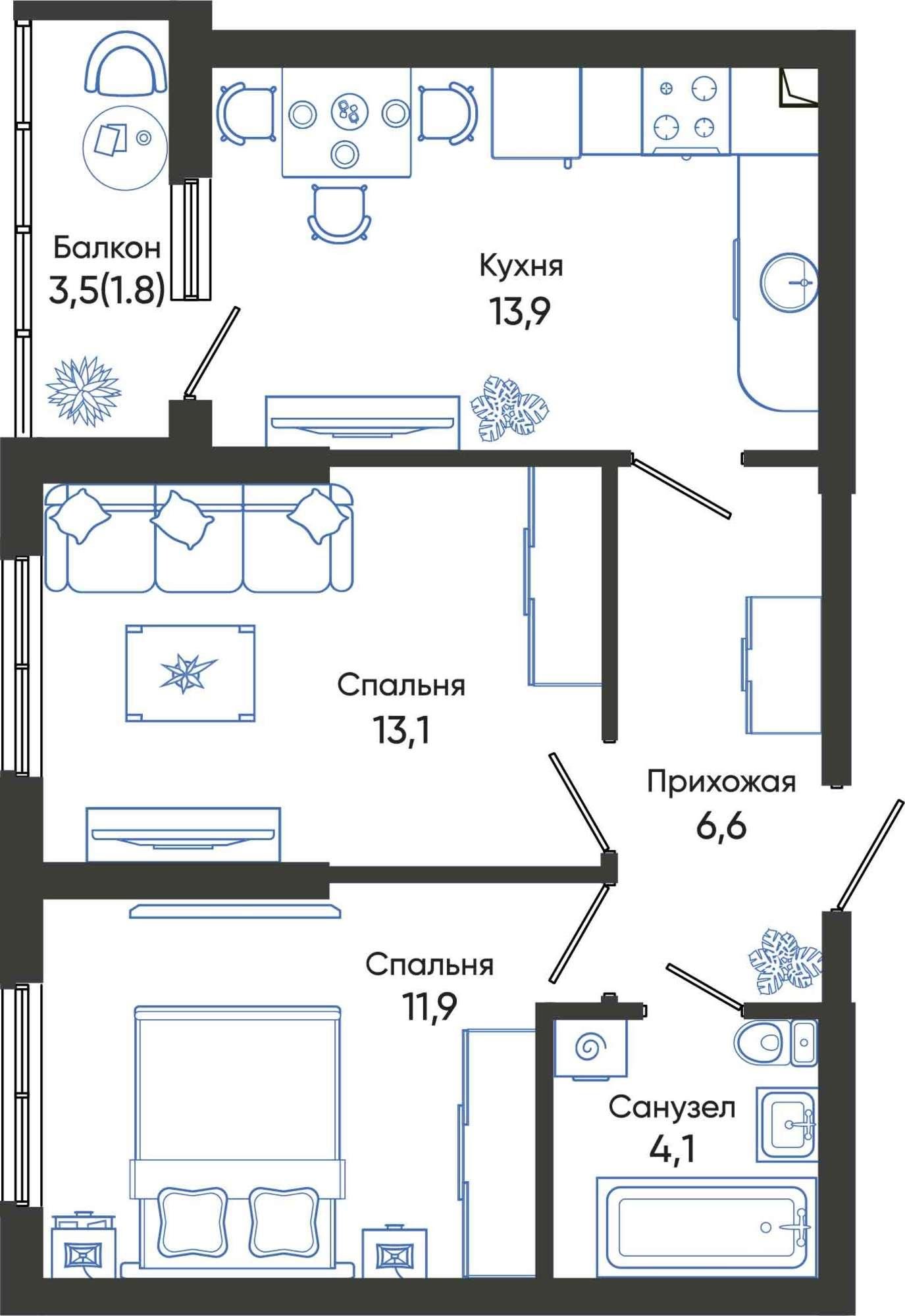 Купить квартиру за 9 257 140 рублей на Россия, Краснодарский край, Новороссийск, улица Куникова, 55к1