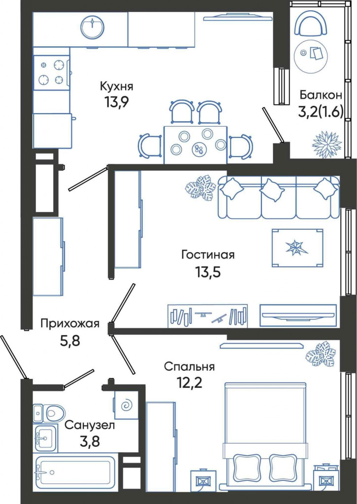 2-комн квартира в новом доме Россия, Краснодарский край, Новороссийск, улица Куникова, 55к1