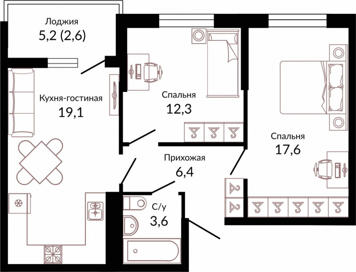 2-комн квартира в новом доме Россия, Краснодар, шоссе Ближний Западный Обход, 2к3