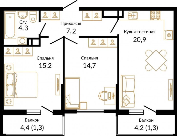 2-комн квартира в новом доме Россия, Ростов-на-Дону, микрорайон Западный, улица 339-й Стрелковой Дивизии, 10А/18