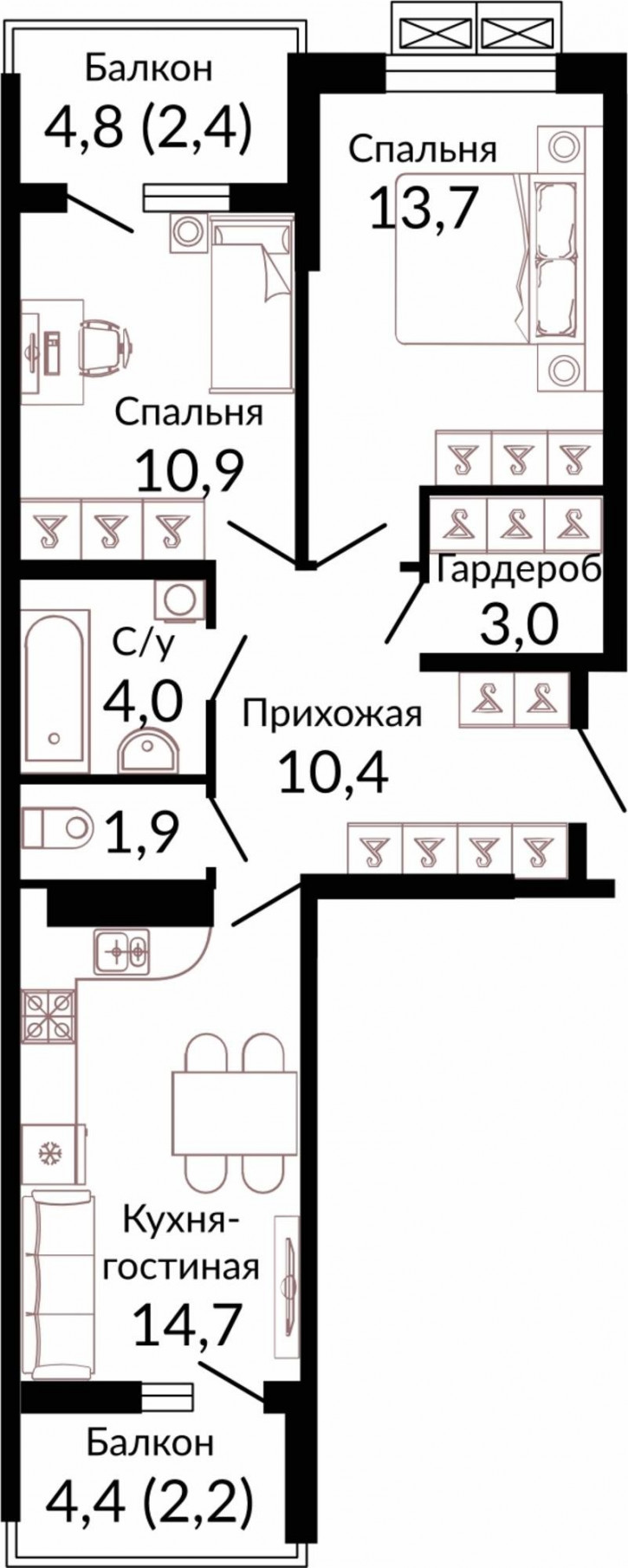 2-комн квартира в новом доме Россия, Краснодар, шоссе Ближний Западный Обход, 2к3