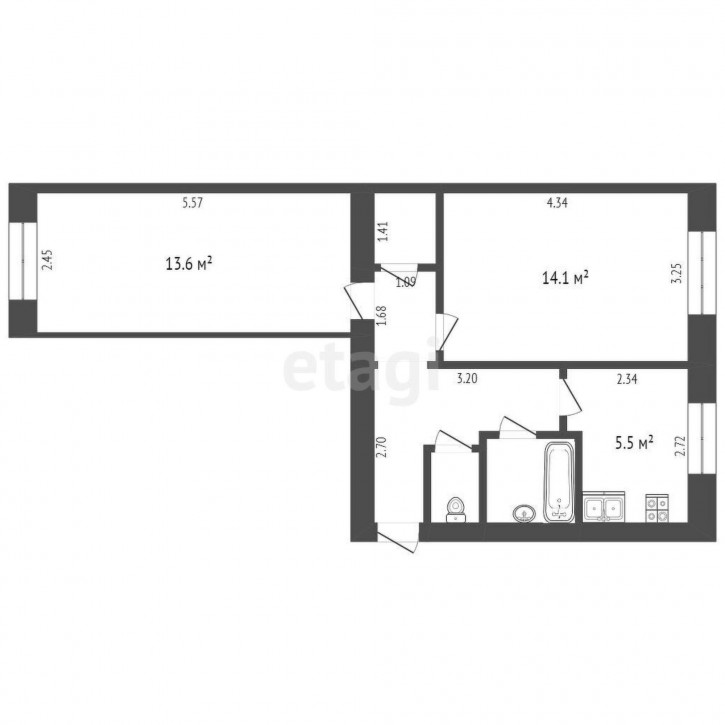 2-комн квартира Мелиораторов, 13