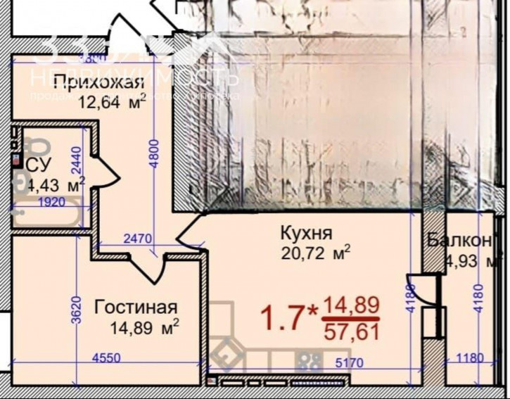 1-комн квартира в новом доме Весенняя ул, 21к