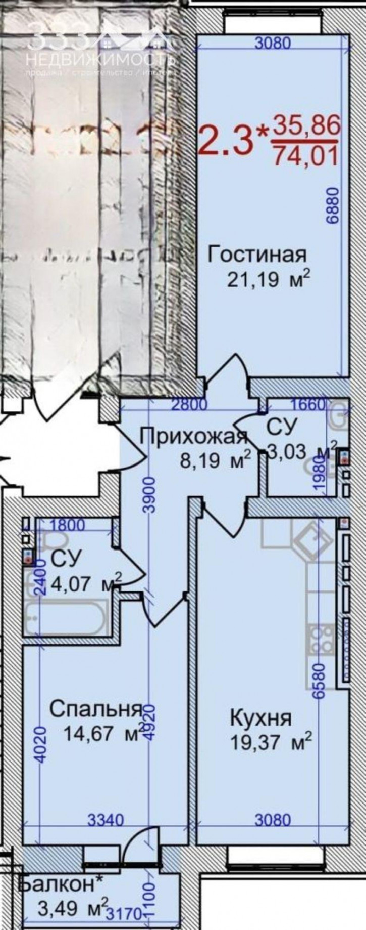 2-комн квартира в новом доме Весенняя ул, 21к