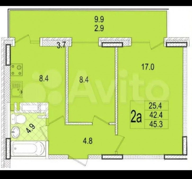 2-комн квартира в новом доме пер. 1-й Атмосферный, 4