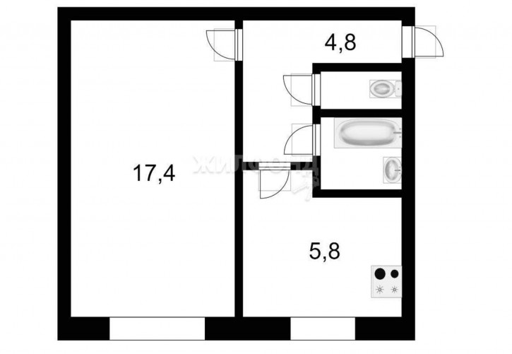 1-комн квартира Юшкова улица, д.14