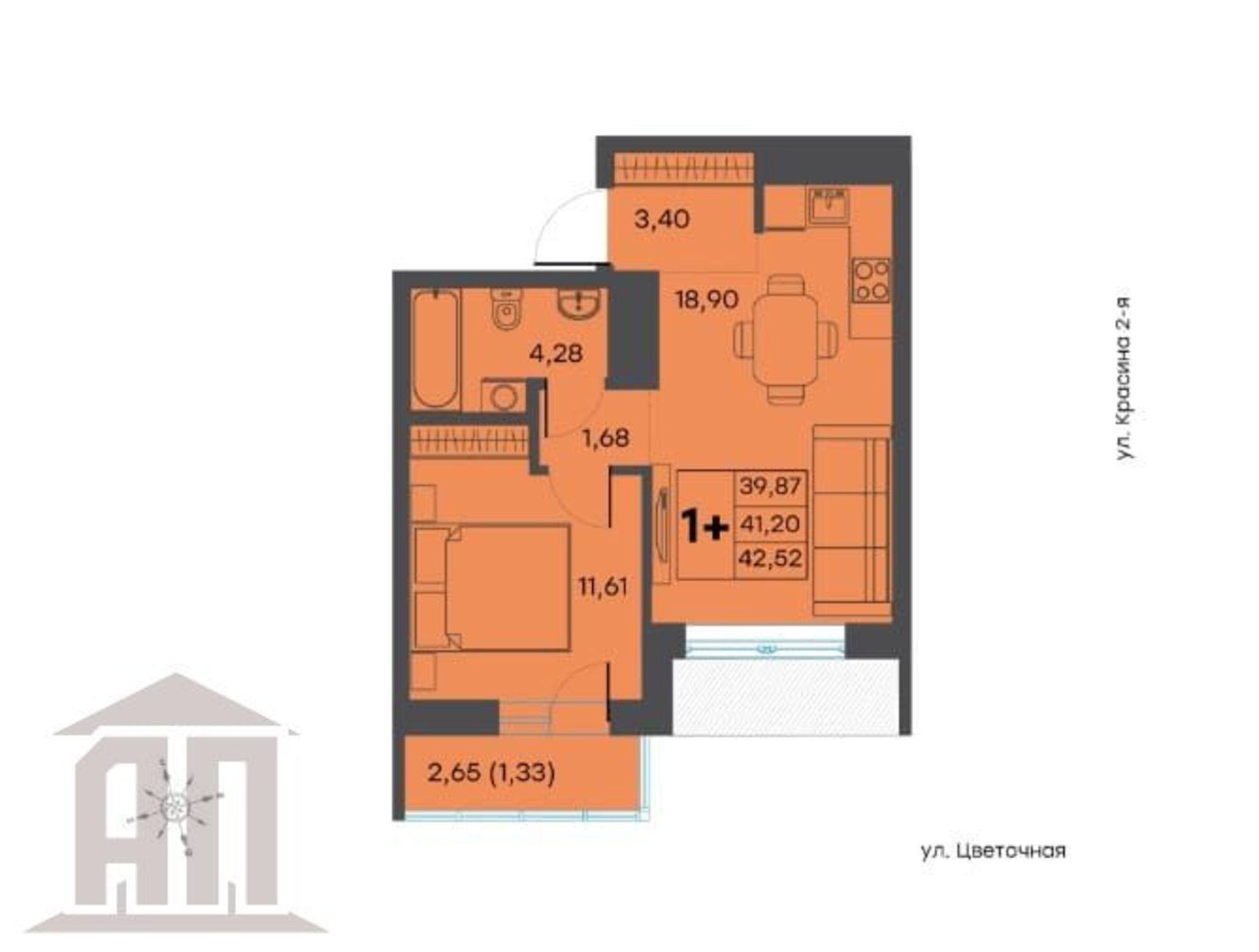 Купить квартиру за 5 720 700 рублей на Красина 2-я ул, 64
