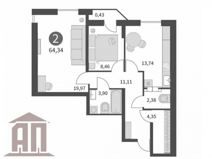2-комн квартира в новом доме Коминтерна ул, 91