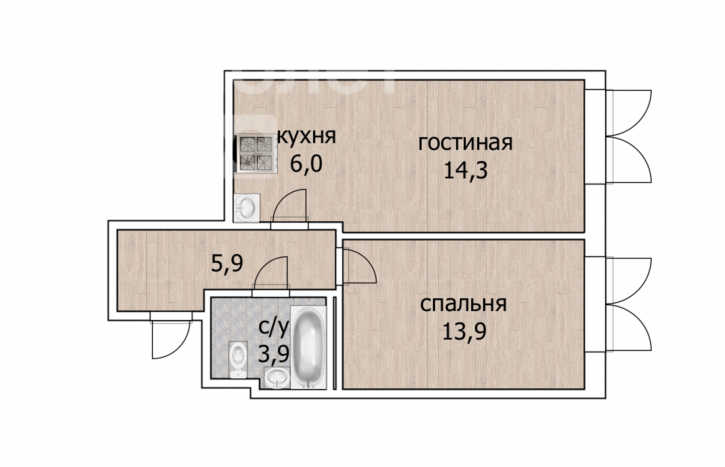 2-комн квартира в новом доме Айская улица, 63к1