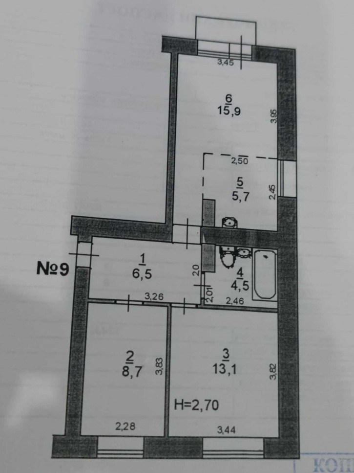 3-комн квартира Братская, 44а