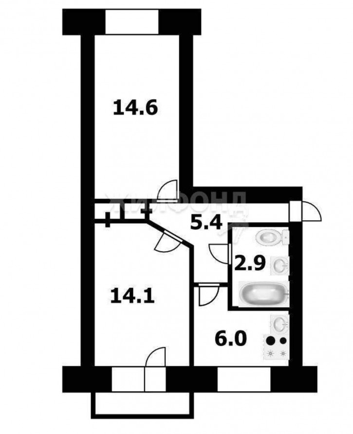 2-комн квартира Титова улица, д.35