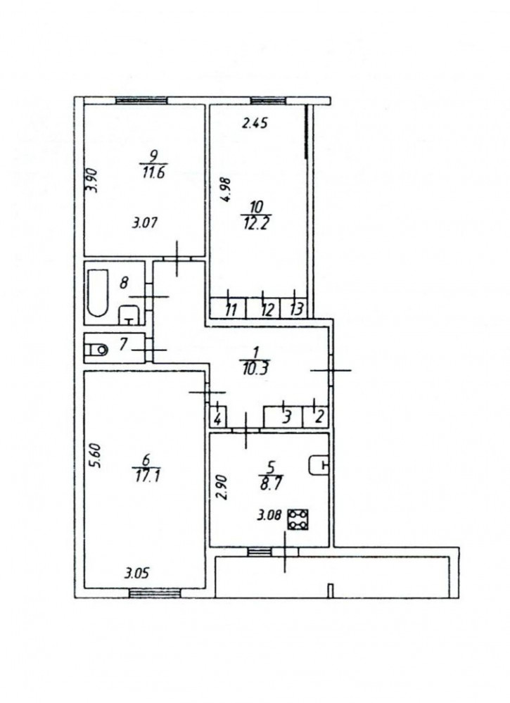 3-комн квартира Тракторная ул, 5