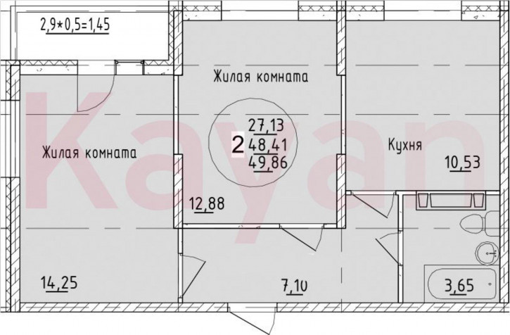 2-комн квартира в новом доме ул Богатырская
