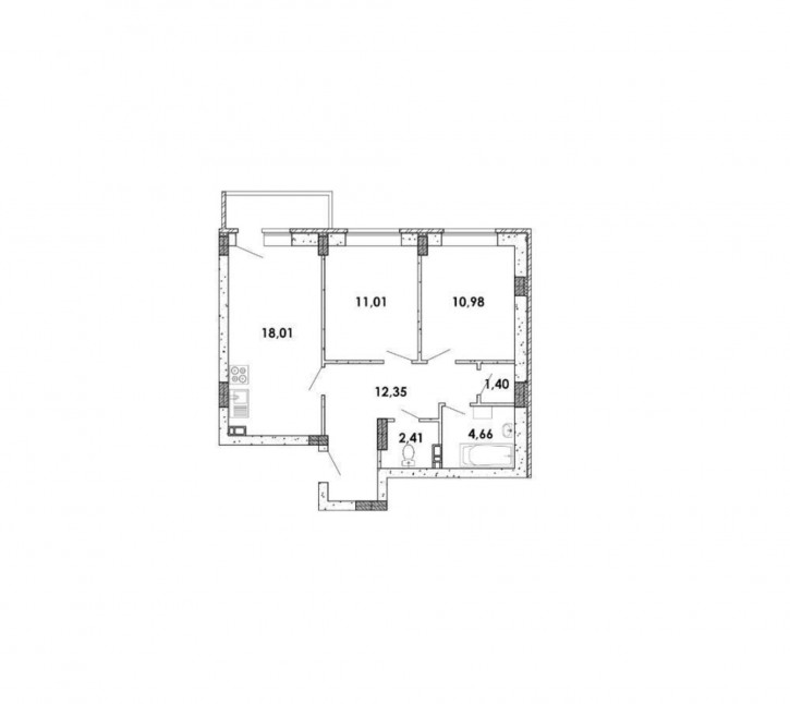 2-комн квартира в новом доме улица Курчатова, 26 б