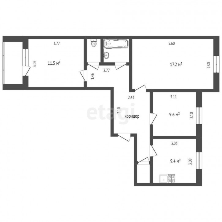 3-комн квартира Моторостроителей, 10