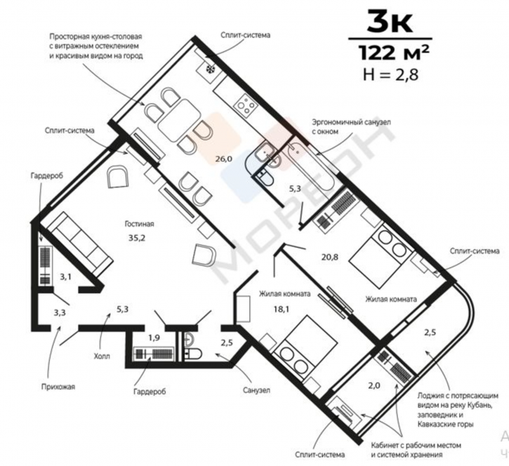 3-комн квартира Кубанская ул, 45к2