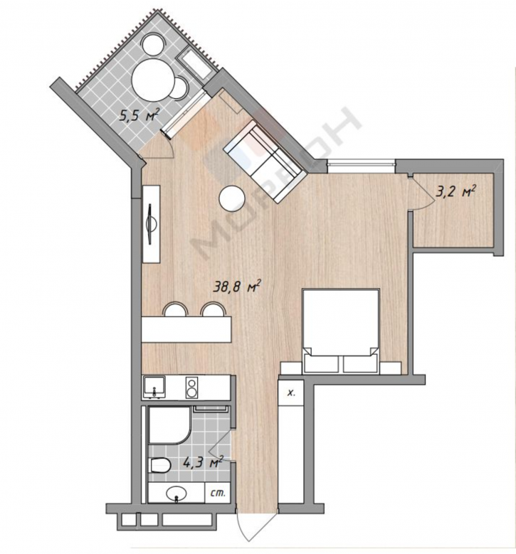 1-комн квартира Курортная ул, 151