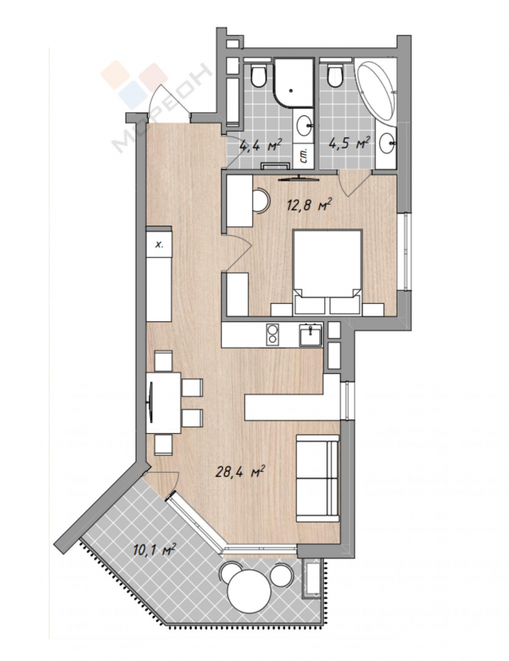 1-комн квартира Курортная ул, 151