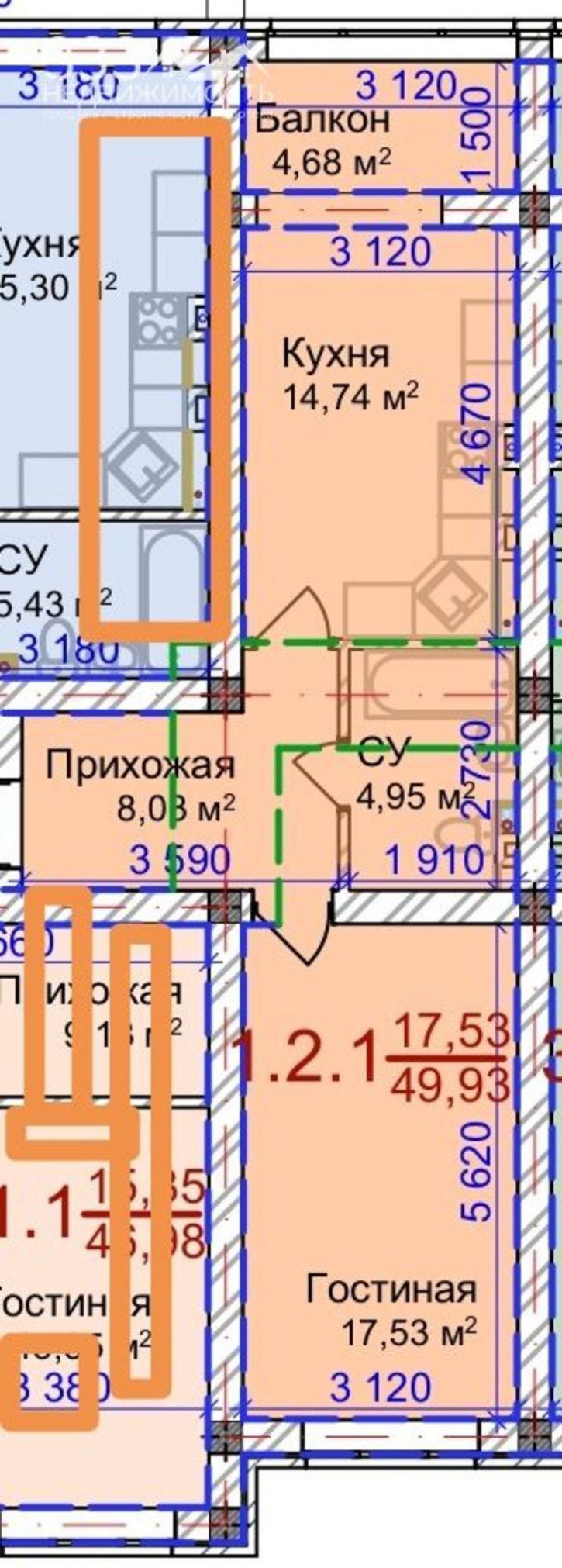 1-комн квартира в новом доме Весенняя ул, 21к