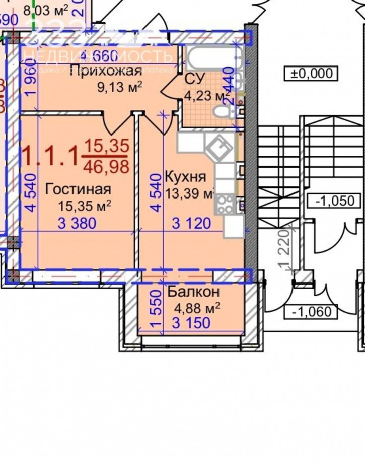 1-комн квартира в новом доме Весенняя ул, 21к