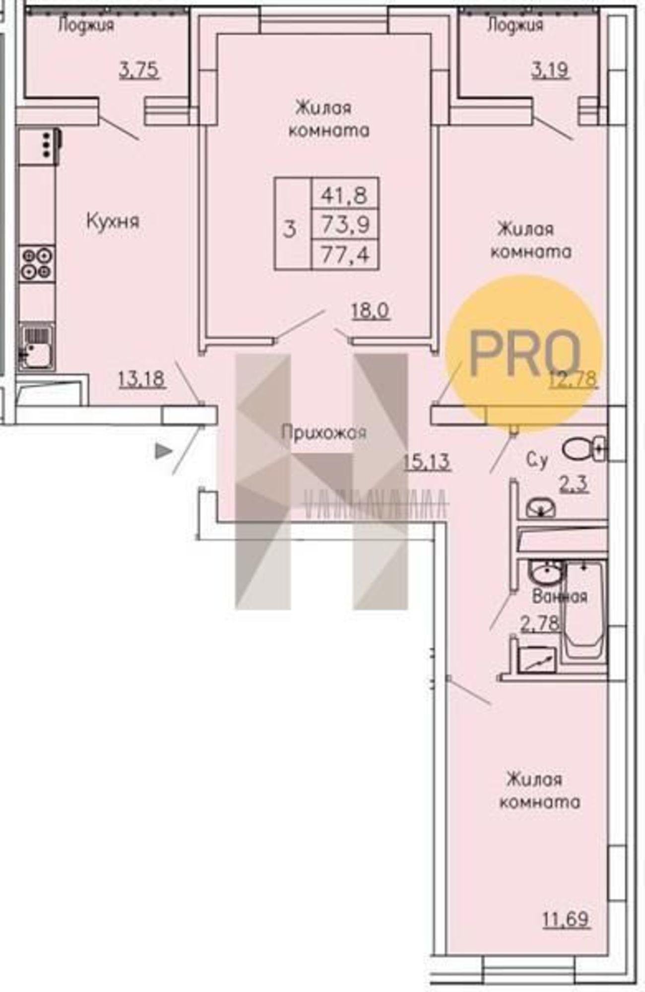 Купить квартиру за 7 585 000 рублей на Рокоссовского, 47