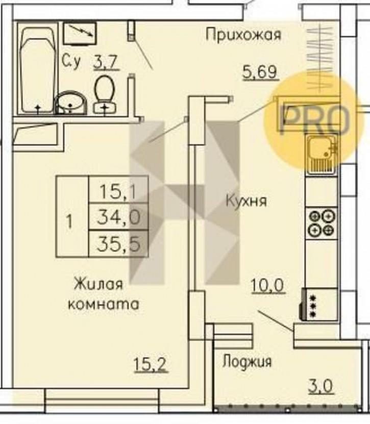 1-комн квартира в новом доме Рокоссовского, 47