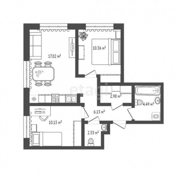 2-комн квартира Первооткрывателей, 8