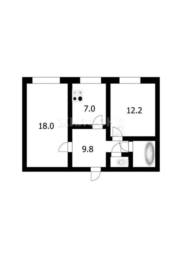 2-комн квартира Московская улица, д.103