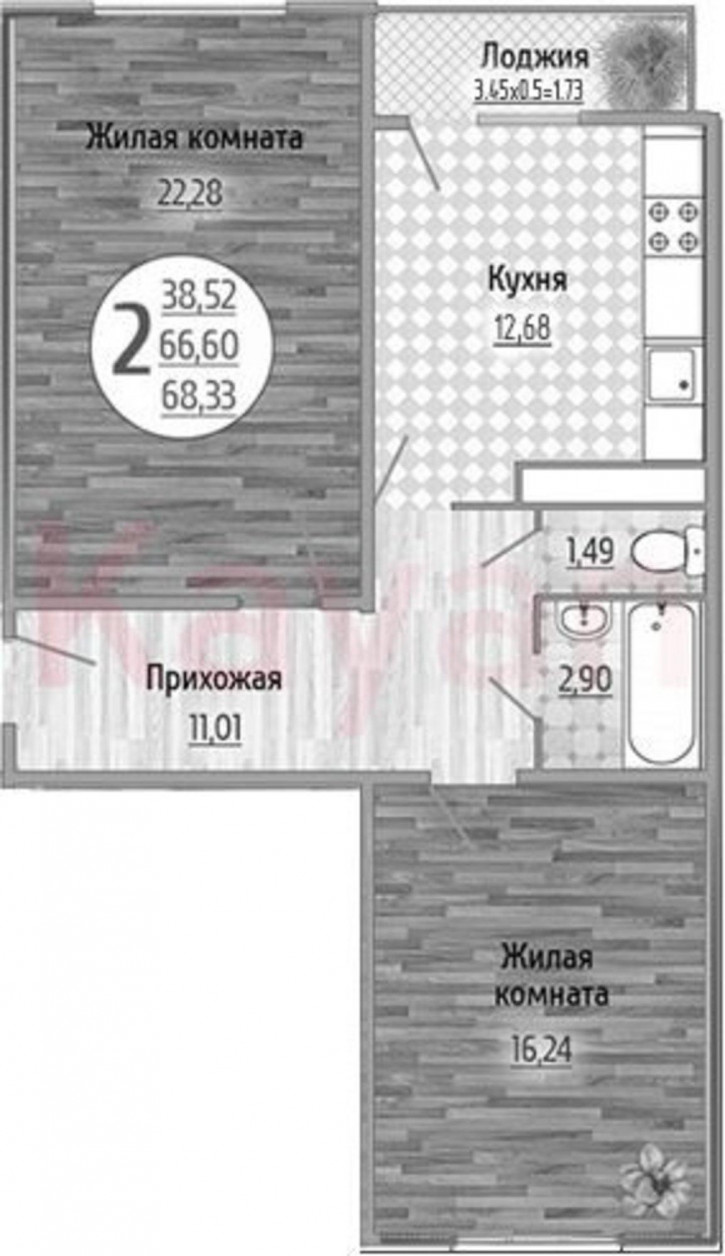 2-комн квартира в новом доме ул Гагарина