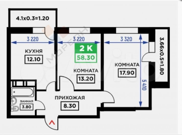 2-комн квартира Дубравная ул, 1