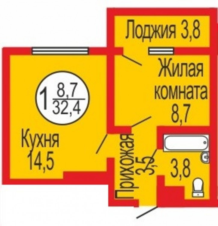 1-комн квартира Уральская улица, 2/22
