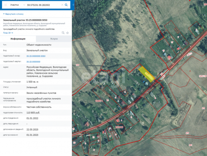 Земельный участок деревня Сидорово, 3050