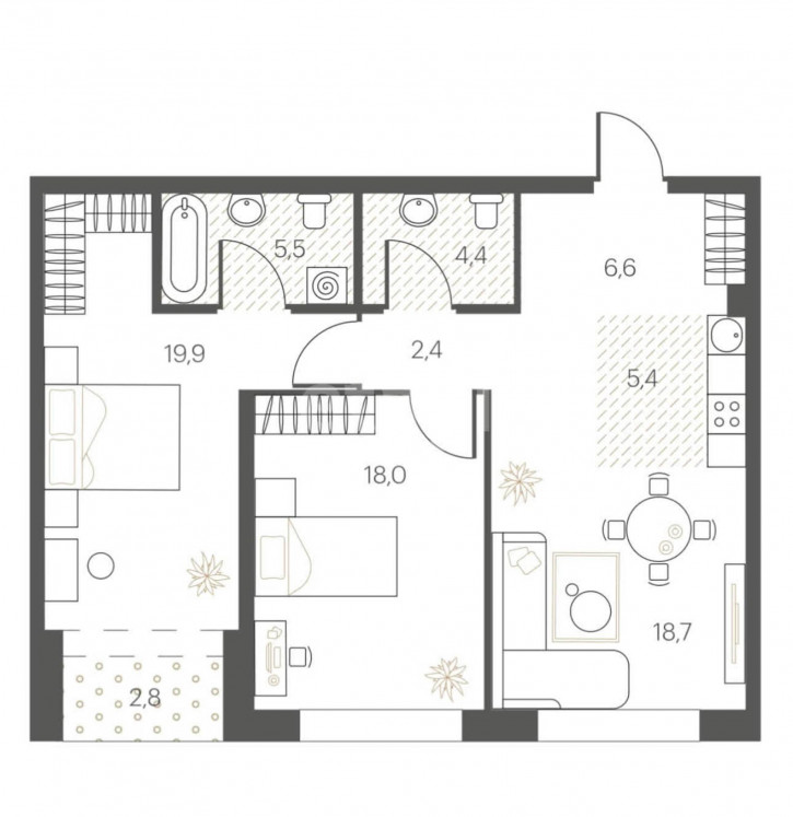 2-комн квартира в новом доме Первомайская, 8