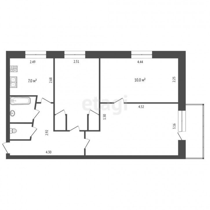 3-комн квартира Харьковская, 10