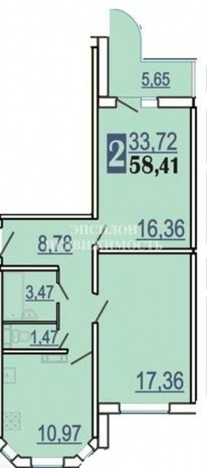2-комн квартира Домостроителей, 3