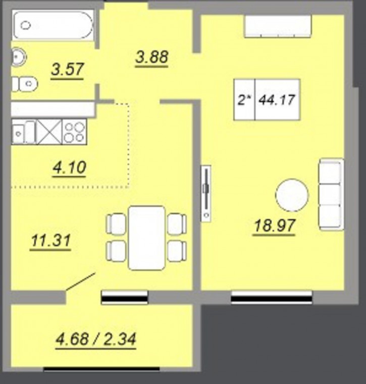 1-комн квартира улица Юркина, 8