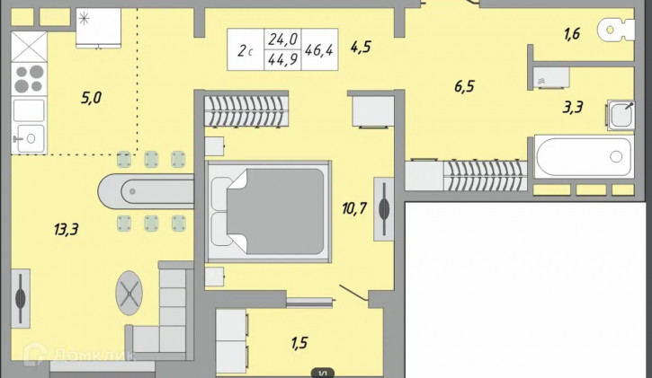 2-комн квартира улица Юркина, 8