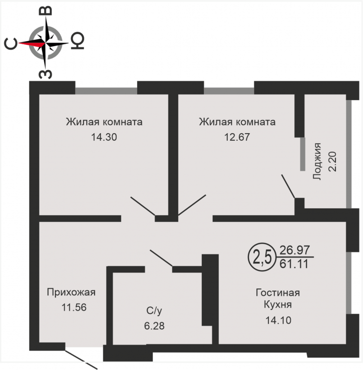 3-комн квартира в новом доме улица Геннадия Донковцева, 1