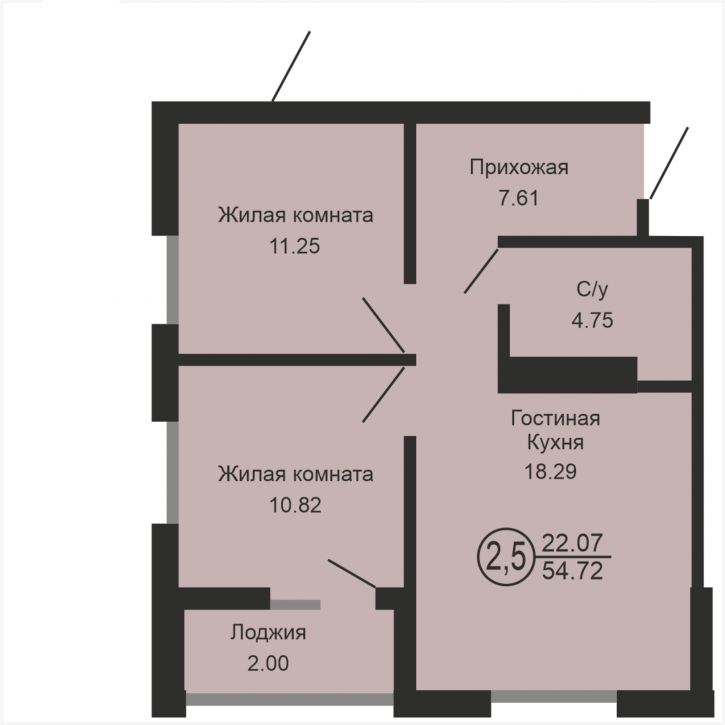 2-комн квартира в новом доме улица Геннадия Донковцева, 1