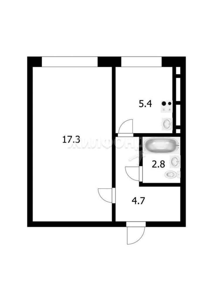 1-комн квартира Менделеева улица, д.4