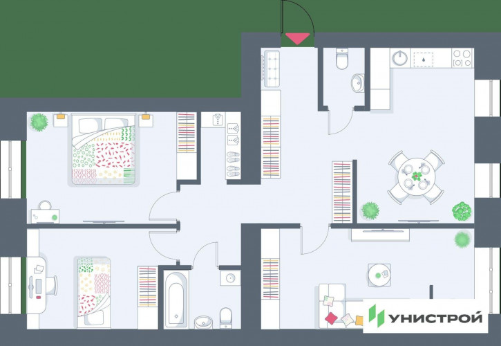 3-комн квартира в новом доме Умырзая улица