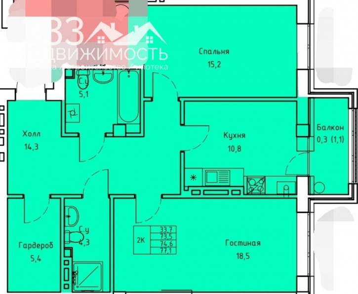 2-комн квартира в новом доме Морских пехотинцев ул, Д.15В