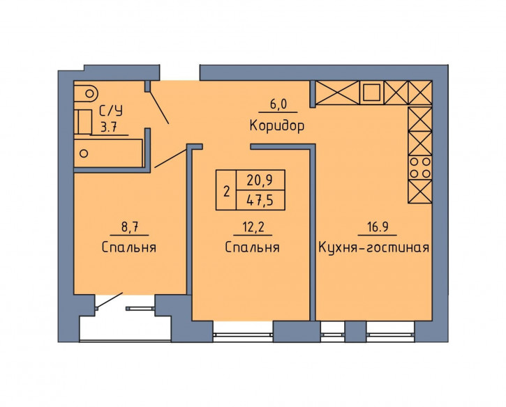 2-комн квартира в новом доме Станочный переулок, 19/1