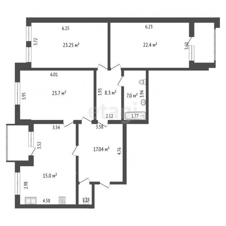 3-комн квартира Герцена, 43