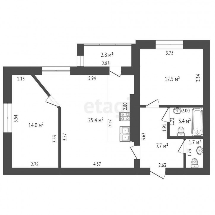 2-комн квартира Ямская, 77/3