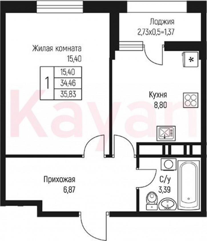 1-комн квартира в новом доме ул Тургеневское шоссе