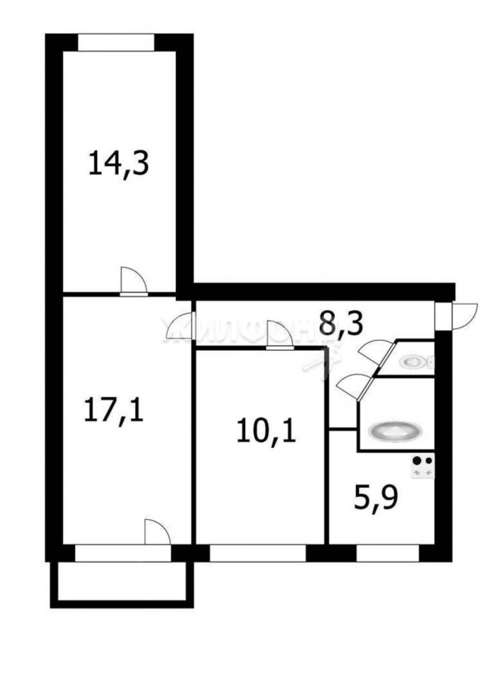 3-комн квартира Котовского улица, д.22
